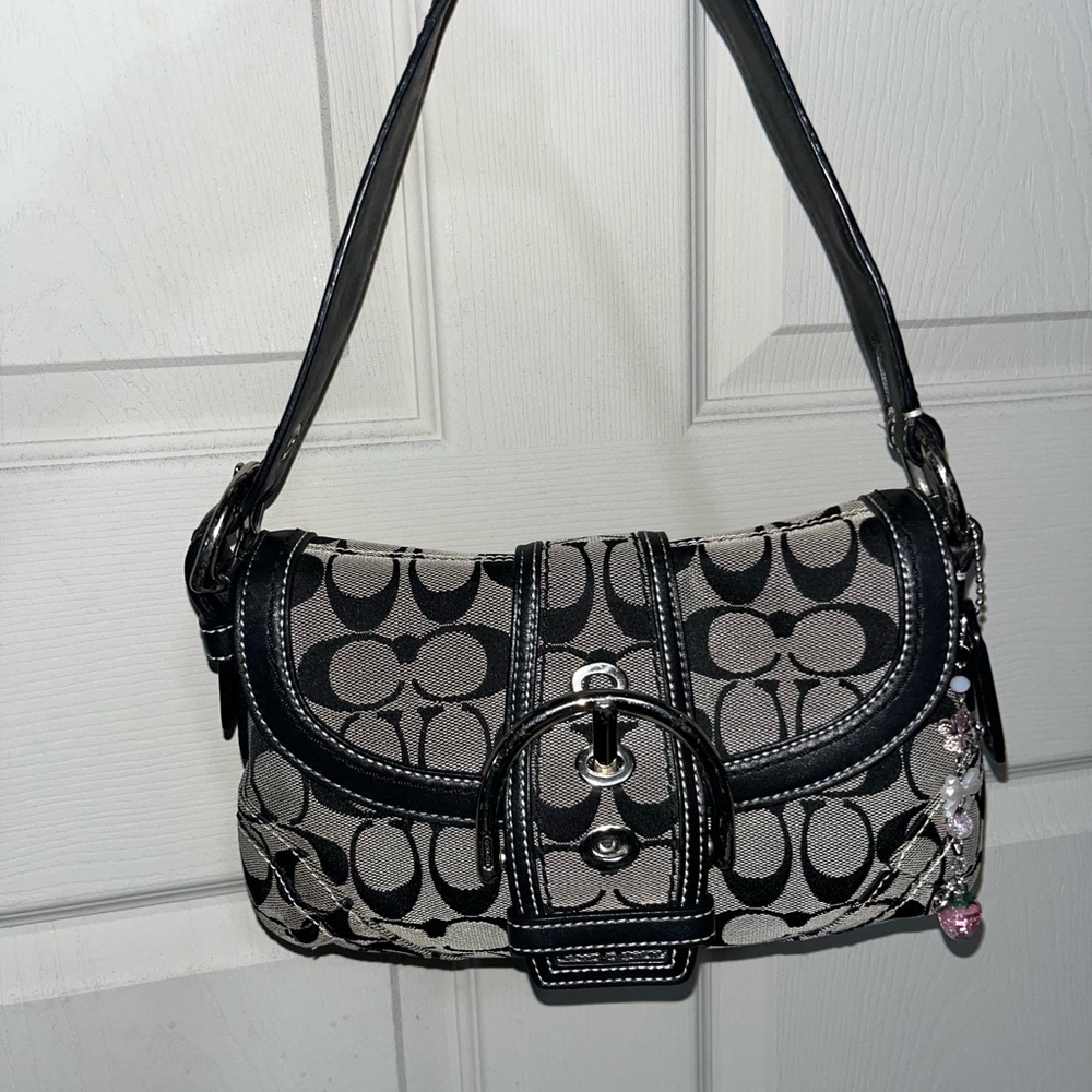 Small black and grey coach soho bag